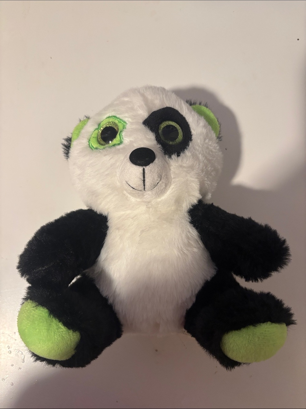 Green-Accented Panda Plush Stuffed Animal - Soft Cuddly Toy